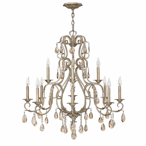Hinkley Carlton Two Tier Foyer Chandelier - Silver Leaf - 4778SL