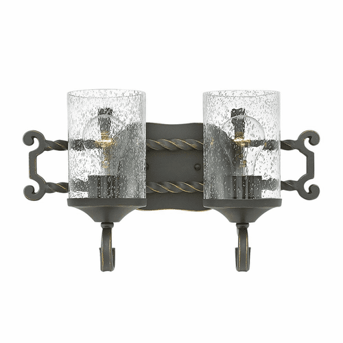 Hinkley Casa 2-LT Bath Light - Olde Black with Clear Seedy Glass - 5542OL-CL