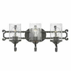 Hinkley Casa 3-LT Bath Light - Olde Black with Clear Seedy Glass - 5543OL-CL