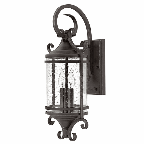 Hinkley Casa Outdoor Medium Wall Mount - Black w/Clear Seedy Glass - 1143OL-CL