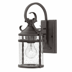 Hinkley Casa Outdoor Small Wall Mount - Black w/Clear Seedy Glass - 1140OL-CL
