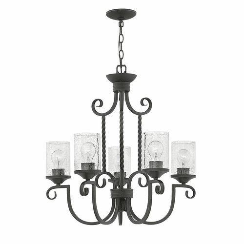 Hinkley Casa Single Tier Foyer Chandelier - Black w/Clear Seedy Glass - 4015OL-CL