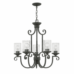 Hinkley Casa Single Tier Foyer Chandelier - Black w/Clear Seedy Glass - 4015OL-CL