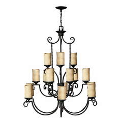 Hinkley Casa Three Tier Chandelier - Olde Black - 4019OL