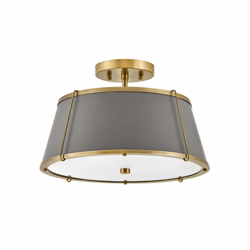 Hinkley Clarke Medium Semi-Flush Mount - Lacquered Dark Brass - 4893LDB