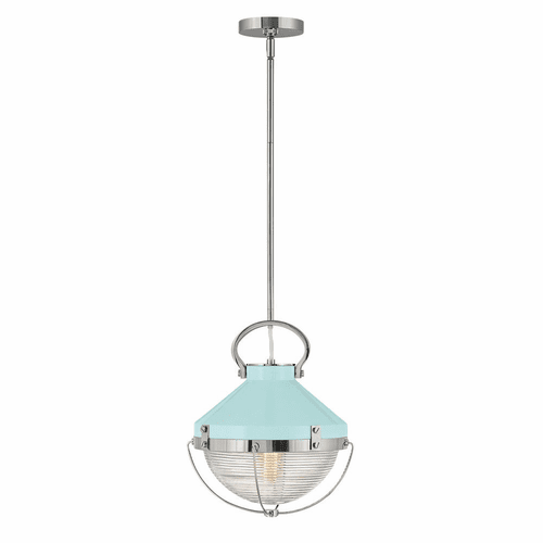 Hinkley Crew Pendant - Polished Nickel with Robins Egg Blue - 4847PN-REB
