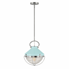 Hinkley Crew Pendant - Polished Nickel with Robins Egg Blue - 4847PN-REB Hinkley Crew Pendant - Polished Nickel with Robins Egg Blue - 4847PN-REB
