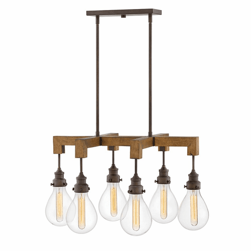 Hinkley Denton Stem Hung Linear Chandelier - Industrial Iron - 3268IN