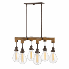 Hinkley Denton Stem Hung Linear Chandelier - Industrial Iron - 3268IN Hinkley Denton Stem Hung Linear Chandelier - Industrial Iron - 3268IN