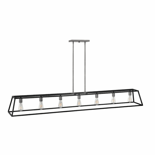 Hinkley Fulton Stem Hung Linear Chandelier - Aged Zinc - 3355DZ