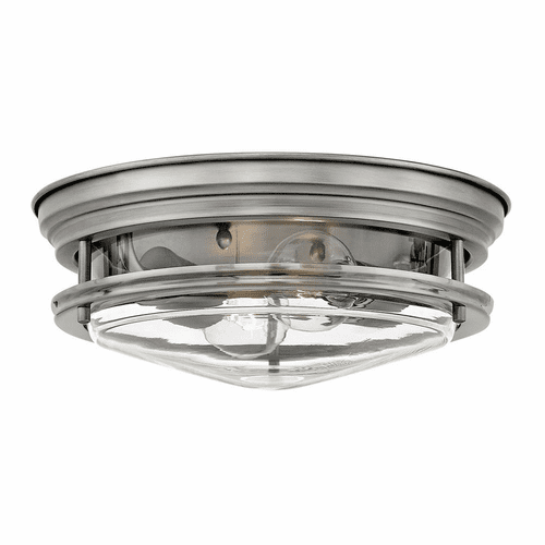 Hinkley Hadley Flush Mount - Antique Nickel with Clear Glass - 3302AN-CL