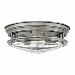 Hinkley Hadley Flush Mount - Antique Nickel with Clear Glass - 3302AN-CL