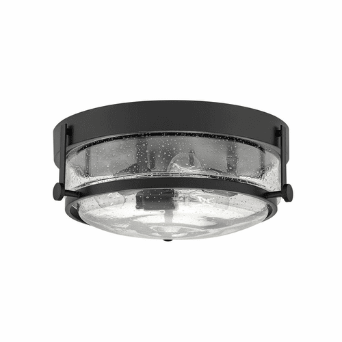 Hinkley Harper 3-LT Small Flush Mount - Black with Clear Seedy glass - 3640BK-CS