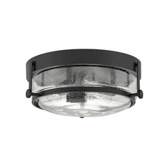 Hinkley Harper 3-LT Small Flush Mount - Black with Clear Seedy glass - 3640BK-CS