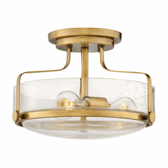 Hinkley Harper Semi-Flush - Heritage Brass with Clear Seedy Glass - 3641HB-CS