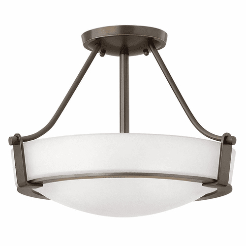 Hinkley Hathaway Semi-Flush Mount - Olde Bronze w/ Etched White Glass - 3220OB-WH