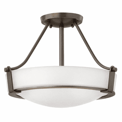 Hinkley Hathaway Semi-Flush Mount - Olde Bronze w/ Etched White Glass - 3220OB-WH