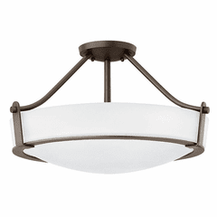 Hinkley Hathaway Semi-Flush Mount - Olde Bronze w/ Etched White Glass - 3221OB-WH