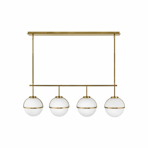 Hinkley Hollis Four Light Linear Chandelier - Heritage Brass - 39675HB