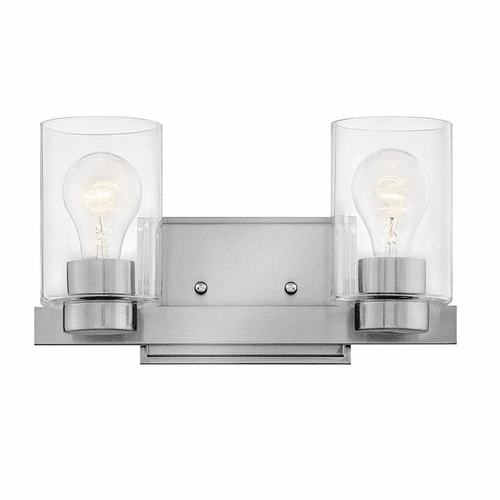 Hinkley Miley 2-LT Bath Light - Brushed Nickel with Clear Glass - 5052BN-CL