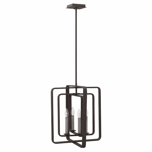 Hinkley Quentin Stem Hung Foyer Chandelier - Aged Zinc - 4814DZ