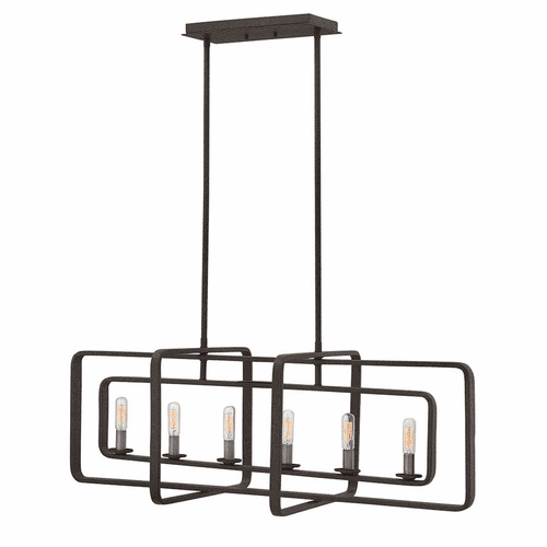 Hinkley Quentin Stem Hung Linear Chandelier - Aged Zinc - 4815DZ