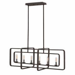 Hinkley Quentin Stem Hung Linear Chandelier - Aged Zinc - 4815DZ