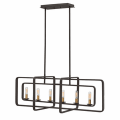 Hinkley Quentin Stem Hung Linear Chandelier - Buckeye Bronze - 4815KZ