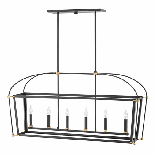 Hinkley Selby Stem Hung Linear Chandelier - Black - 4054BK