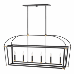 Hinkley Selby Stem Hung Linear Chandelier - Black - 4054BK