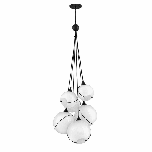 Hinkley Skye Six Light Multi Tier Chandelier - Black with Opal Glass - 30306BLK-WH
