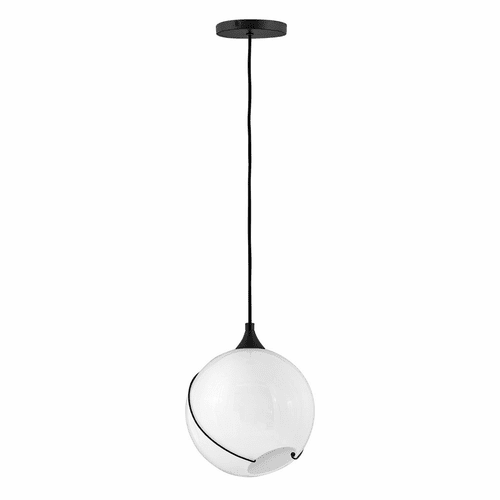 Hinkley Skye Small Pendant - Black with Cased Opal glass - 30303BLK-WH