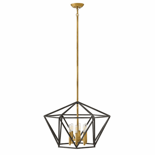 Hinkley Theory Single Tier Stem Hung Chandelier - Aged Zinc - 3576DZ