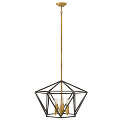 Hinkley Theory Single Tier Stem Hung Chandelier - Aged Zinc - 3576DZ