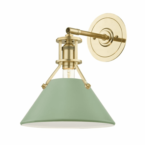 Hudson Valley 1-LT Wall Sconce - Brass/Leaf Green - MDS350-AGB/LFG