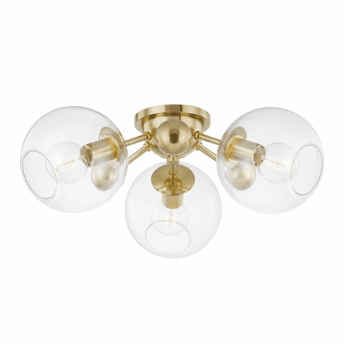 Hudson Valley Abbott 3 Light Semi Flush - Aged Brass - 8025-AGB