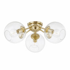 Hudson Valley Abbott 3 Light Semi Flush - Aged Brass - 8025-AGB