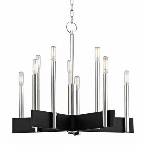 Hudson Valley Abrams 10-LT Chandelier - Polished Nickel - 8825-PN