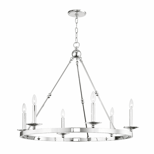 Hudson Valley Allendale 6-LT Chandelier - Polished Nickel - 3206-PN