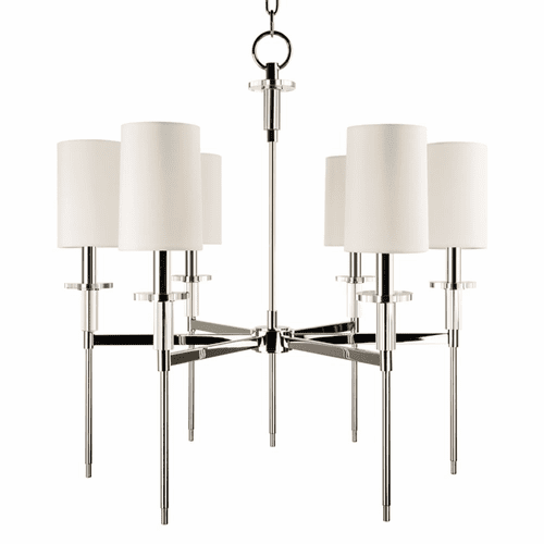 Hudson Valley Amherst 6-LT Chandelier - Polished Nickel - 8516-PN