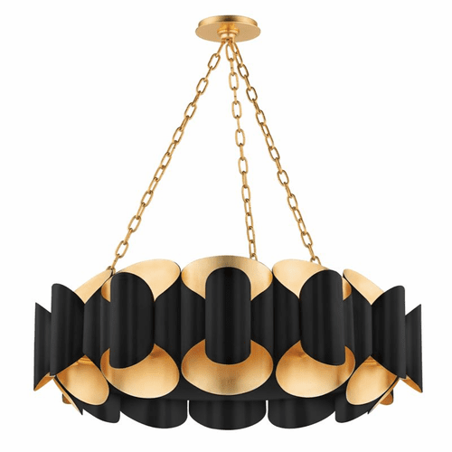 Hudson Valley Banks 12 Light Chandelier - Gold Leaf/Black - 8534-GL/BK