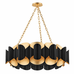 Hudson Valley Banks 12 Light Chandelier - Gold Leaf/Black - 8534-GL/BK