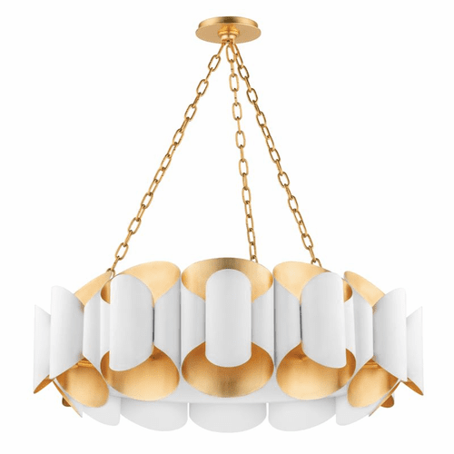 Hudson Valley Banks 12 Light Chandelier - Gold Leaf/White - 8534-GL/WH