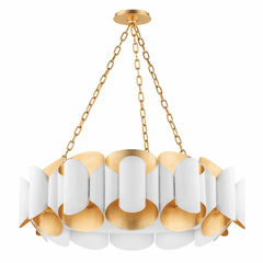 Hudson Valley Banks 12 Light Chandelier - Gold Leaf/White - 8534-GL/WH