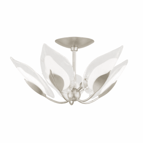 Hudson Valley Blossom 5 Light Semi Flush - Silver Leaf - 4805-SL