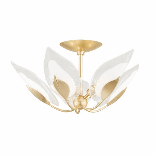 Hudson Valley Blossom 5-LT Semi Flush - Gold Leaf - 4805-GL