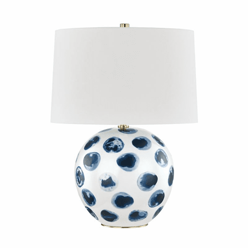 Hudson Valley Blue Point 1-LT Table Lamp - White/Blue Dots - L1448-WH/BD