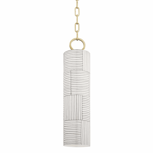 Hudson Valley Brookville 1-LT Pendant - Aged Brass/Stripe Combo - 2384-AGB/ST