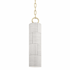 Hudson Valley Brookville 1-LT Pendant - Aged Brass/Stripe Combo - 2384-AGB/ST