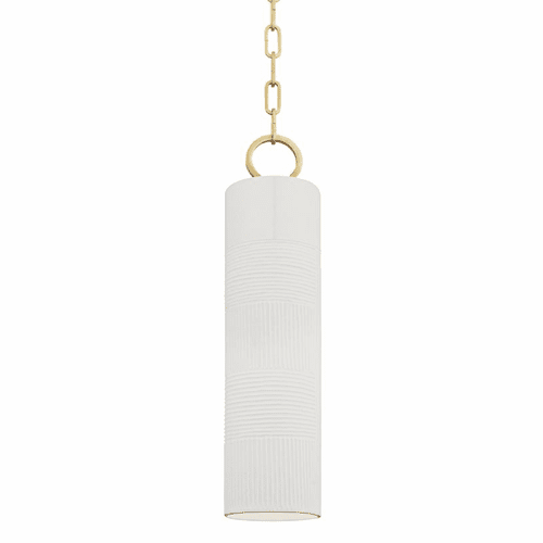 Hudson Valley Brookville 1-LT Pendant - Aged Brass/White - 2384-AGB/WH